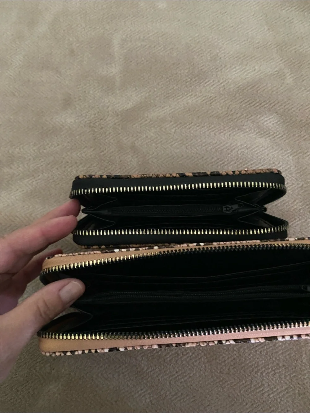 Snake-Print Zip Wallet - Pink Taupe. Bundle items